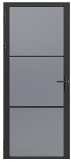 Vente-unique-Blocco porta reversibile H204 x L93 cm in Alluminio e Vetro fumé Nero - MASERU