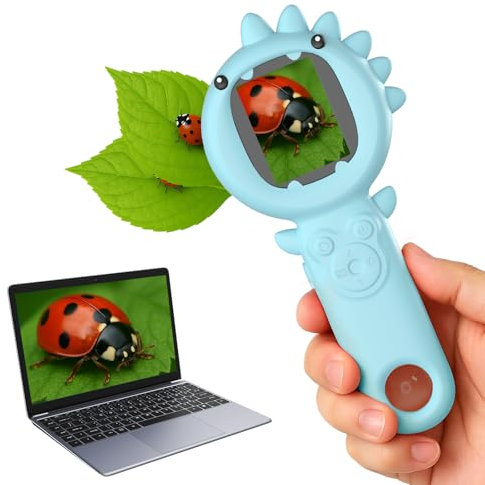PHNIXGAM Mikroskop für Kinder, Mini Handheld Kid Mikroskop für Kleinkinder, Bildungswissenschaft Kit Digital Spielzeug, Weihnachten Geburtstag Geschenke Spielzeug für 3+ Jahre alte Mädchen für (Blau)