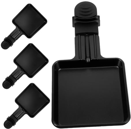 Didiseaon Mini Raclette Cheese Melt Pans with Handles, 4pcs Non-Stick Small Square Grill Trays 9x9cm for Portable Cheese Baking and Melting, Kitchen Accessories for Home Raclette Grill