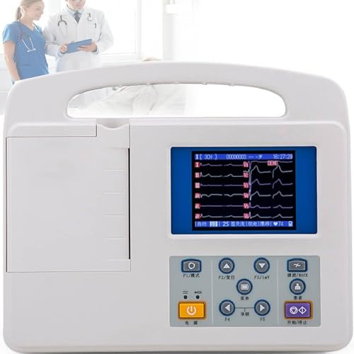 LSHFYV Portable ECG Monitor, Portable ECG/EKG Monitor, Professional Color LCD Digital 12-Lead 3-Channel Device with Printing Paper for Medical Oral Care, Vital Signs Intensive Care Unit CCU