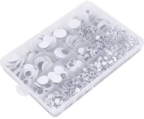 Phefop Occhi Finti Autoadesivi 1298 Pezzi Occhi Mobili per Artigianato, Finti Autoadesivi in ​​plastica da 4 a 25 Mm Adesivi Mobili e Neri per Artigianato, Autoadesivi in ​​plastica da 4 a 25 Mm