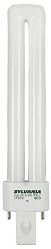 Sylvania DULUX 9W Single Compact Fluorescent Lamp, G23 2-Pin Base, 5000K Daylight, 1 Pack