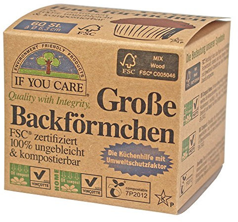 If You Care Large Baking Moulds for Pralines 100% Unbleached FSC Paper Pack of 2 x 60