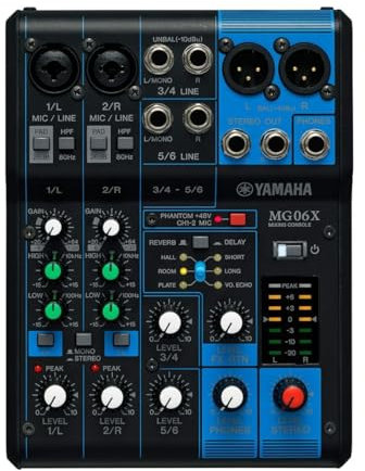 Yamaha MG06X Mixing Console - Compact mixer with 6 input channels, SPX digital effects and D-PRE mic preamps, Black, 11.6 x 10.5 x 4.7 inches