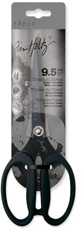tonic studios Scissors All Purpose - 9.5 Inch Titanium Snips with Micro Serrated Blade Edge - Non Stick Craft Tool for Cutting Paper, Fabric, and Sewing - Comfort Grip Handles