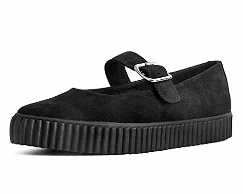 T.U.K. Shoes Black Vegan Faux Suede Pointed Buckle Strap Mary Janes for Women | US Women 9