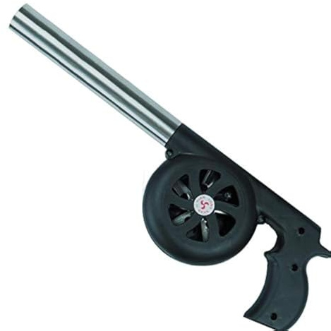 Esweny Outdoor Cooking BBQ Fan Air Blower,Mini Hand Crank Fan Air Blower Grill Picnic Camping Stove Accessories for Barbecue Fire Bellows Hand Crank Tool (Extended)