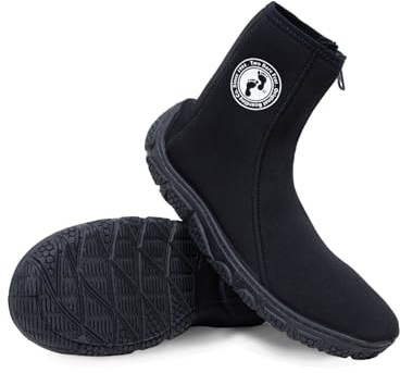 Two Bare Feet Unisex Adults & Kids 3mm Neoprene Zipped Wetsuit Boots – Surf Boots, Diving Boots, Water Shoes & Aqua Shoes – Durable, Flexible & Comfortable for Men, Women & Children (5, 3mm) Black