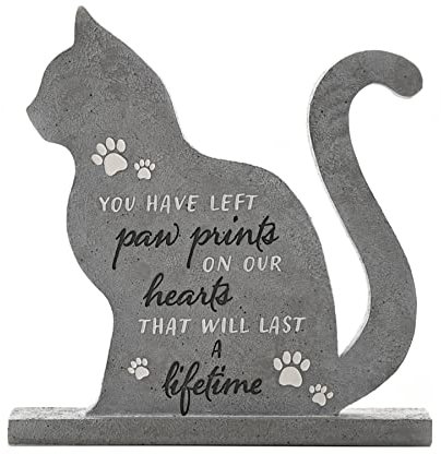 Widdop and Co Placa de piedra conmemorativa gris para mascotas, 20 cm, diseño de gato