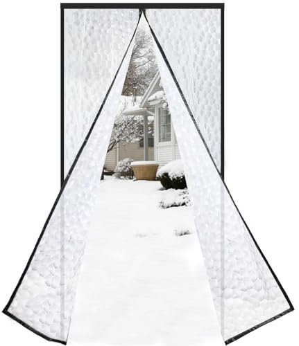 Risareyi Magnética Cortina Térmica Aislante Frio y Calor per Cortina Puerta Exterior Invierno, 75x225cm, Negro, EVA Translúcido Impermeable Película, Cierre Automático