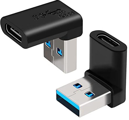 USB C to USB Adapter (2 Pack), Seminer Right Angle USB C Female to USB 3.2 Male Adapter 90 Degree Adapter, 10Gbps Type C Converter for Samsung, PC, Laptops