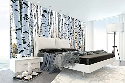Vlies Fototapete BIRKENSTÄMME 375 x 250 cm (inkl. Kleister) - Vlies Tapete, Wandtapete, Wandbilder - Tapete für Wohnzimmer Schlafzimmer, Büro, Küche - Montagefertig