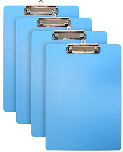 WAYTEX Set om 4 dörrar A4-block med halkskyddsklämma 2 mm tjock polypro hållare - 225 x 315 mm - himmelsblå