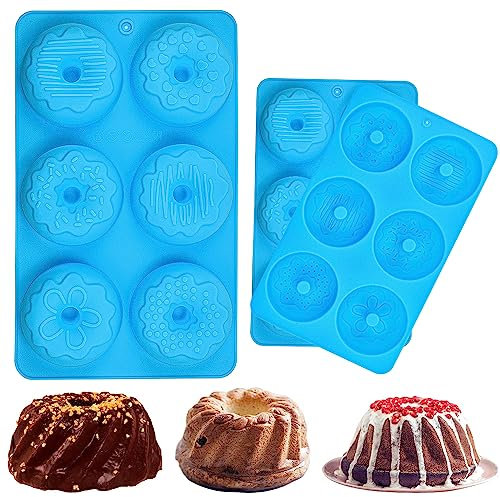 BUZIFU 3 Stück Donuts Silikonform Donut Backform 6 Hohlraum Donut Form Kuchenform Silikon Donutformen Hitzebeständig Silikonbackform Donuts Backen Backform Donutbackform für Kekse Bagel Muffin