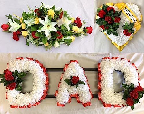 Dad Artificial Silk Funeral Flower Package Spray Heart Letter Tribute Wreath