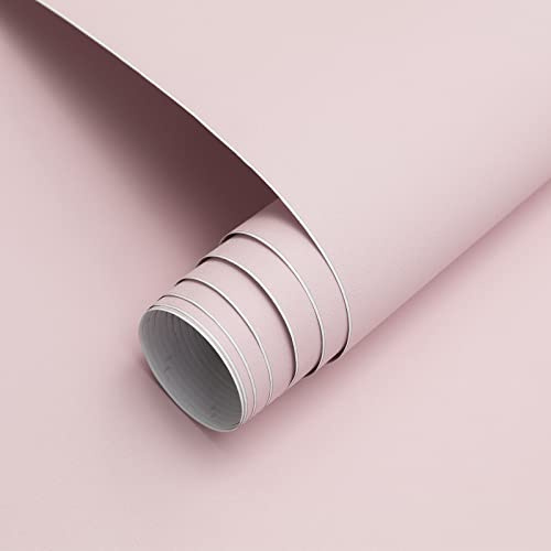 Timeet Self Adhesive Wallpaper Light Pink Sticky Back Plastic Matt Surface 40x300cm Furniture Sticker Peel and Stick Wallpaper Waterproof Vinyl Film Roll for Cabinet Wall