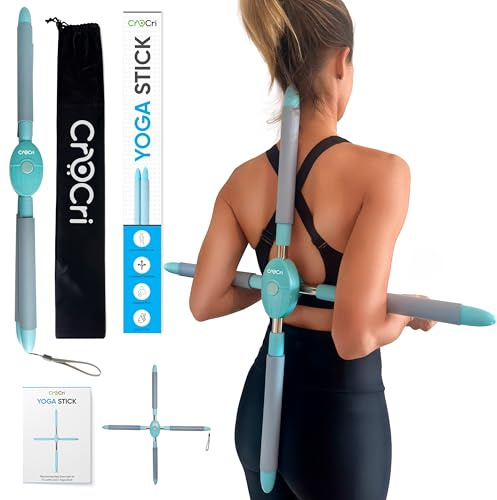 crocri Back Stretcher for Lower Pain Relief – Neck Posture Corrector and Spine Alignment Stick – Yoga Stick for Lower Back and Shoulder Pain – Smart Posture Corrector for Women and Men
