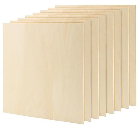 KEILEOHO 8 st 300 x 300 x 2 mm fyrkantiga basträskivor, tunna plywood träskivor, 30 cm oavslutad träskiva för hantverk, gör-det-själv-modeller