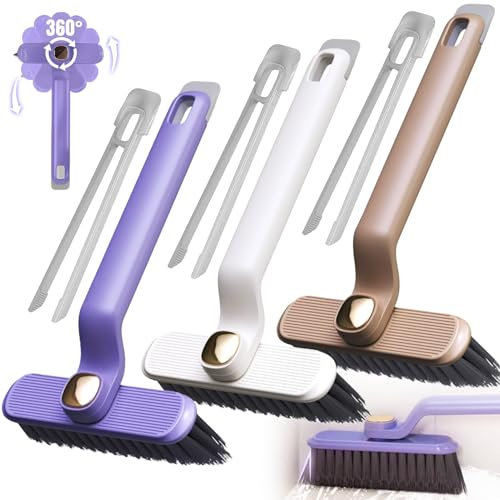 LeuKoles 3Pcs Cepillo Limpieza Hogar Multifuncional,Cepillo Limpieza Ducha,Cepillo Limpiador Cerdas Duras,Cepillos de Limpieza Domésticos para Baño de Cocina,Cepillo de Limpieza Pequeño