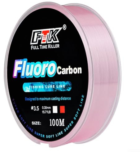 BlissfulAbode Unsichtbare Fluorkohlenstoff-Angelschnur, Top Select für Angler, hohe Leistung (3 - 0,28 mm - 6,7 kg für Pink)