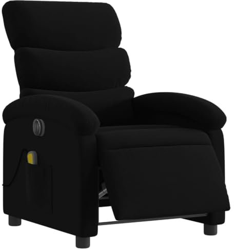 Willood Massagesessel Vibrationsfunktion, Fernsehsessel für Wohnzimmer, Liegesessel TV Sessel Elektrisch Schwarz Stoff