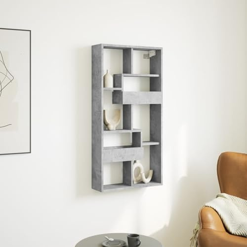 Homgoday Armario de pared, estantería flotante, estantería decorativa, estantería para salón, dormitorio, oficina, gris hormigón, 50 x 15 x 100 cm, material de madera