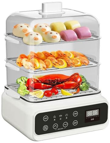 HmLotd Cuiseur Vapeur électrique Domestique, marmite électrique intégrée pour la Cuisson et la Cuisson à la Vapeur, Grille à Vapeur en Acier Inoxydable Haute Puissance de 1500 W, réservation