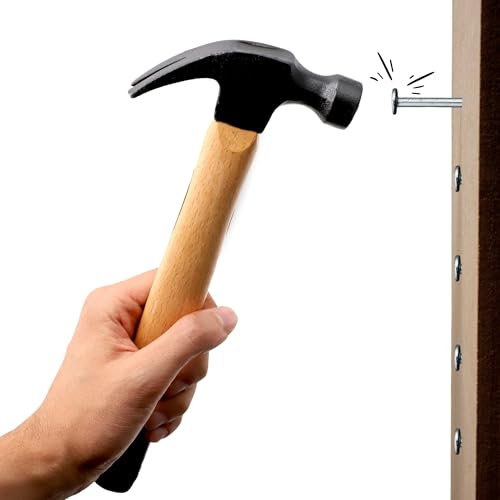 TECHZOCO Martillo de carpintero, Martillo de Garra, martillo de Uña, Apto para Carpintería, sacaclavos, martillo de mano, Mango de madera, Longitud 30 cm, 250 gramos