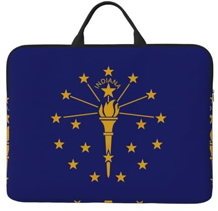 JEJEA Indiana State Flag stampa Protezione Computer Copertura di trasporto per 14 Notebook Computer Durevole Antiurto, Nero , Taglia unica