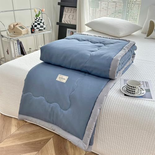 DOTBUY-SHOP Quilted Bedspreads, 2025 Quilt Bed Throws Cotton Filling Duvet Super King Single Double Size Children's Bed Quilted Throw for All Season (Duck Egg,100x150cm)