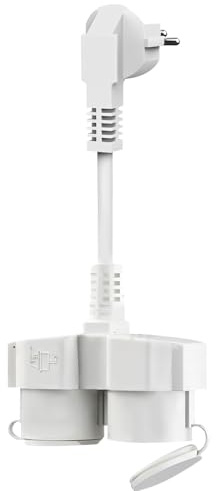 SGZIOO Doppia Spina per Presa, Cavo di Prolunga Corto con 2 Prese Schuko, IP44 Impermeabile, 1,5 mm², 16A/250V/3000W, Doppia Presa con Contatto di Protezione per Casa, Ufficio, Cucina, Esterno