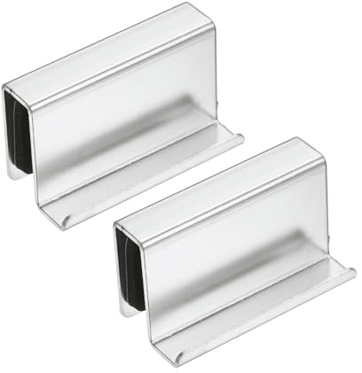 QUARKZMAN 2Pcs Poignée Bordure Verre 1.6 Pouce, Attaches Porte Vitrine Métalliques, Poignée Meuble Encastrée Pour Tiroirs, Armoires, Vitrines, Meubles, Chrome Nacré