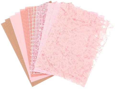 QUARKZMAN 16 Hojas De Papel Scrapbook Con Textura, Set Variado De Papel Especial Con Malla Para Materiales DIY De Scrapbooking, Diario Junk Journal, Tarjetas, Collage, Rosa