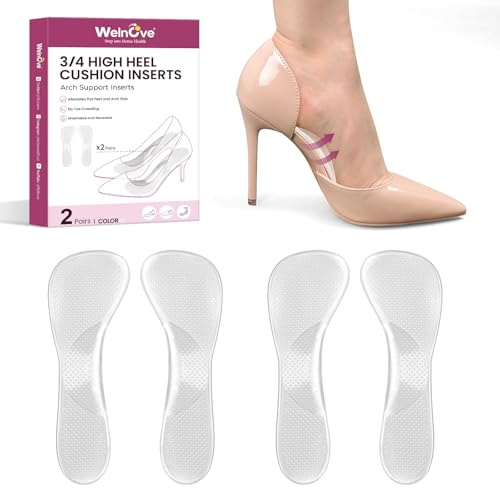 Gel Semelle Confort Femme - Welnove 2 paires de semelles orthopédiques invisibles 3/4 à coussin souple pour soulager la douleur, inserts pour pieds plats, fasciite plantaire - M