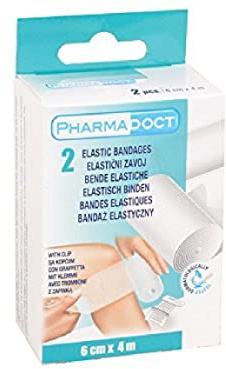 PHARMADOCT - Benda elastica con graffetta 4mx6cm, confezione da 6 scatole da 2 pezzi, 25332