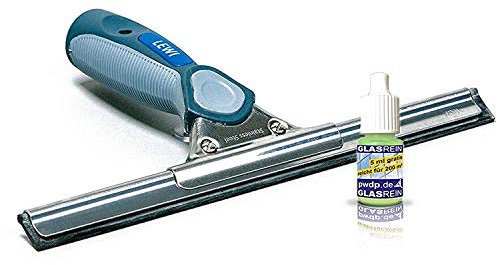 Profi-Fensterabzieher (15cm) von LEWI - Fensterwischer für kleine Fenster & Ecken - streifenfreies Ergebnis, ergonomischer Griff, Edelstahlschiene & Gummilippe - inkl. Gratisprobe Glasreiniger