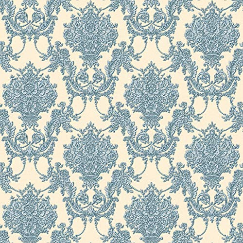 Papier peint intissé baroque Tapisserie chambre 344926 34492-6 A.S. Création Château 5 | Beige/Crème/Bleu/Gris | Rouleau (10,05 x 0,53 m) = 5,33 m²