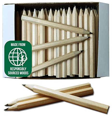Essential Arts Pack of 144 Small Half Size Wooden HB Hexagonal Pencils for School, Golf, Bookies, Bingo, Office and DIY - Ideal Single Use Pencils - Eco Friendly