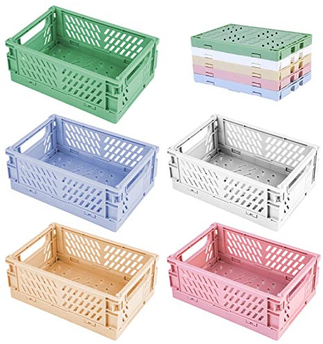 Caisse Rangement Pliante, Paniers de Rangement, 5 PCS Rangement Plastique Documents Pour Jouet, Tissus, Paniers Et Boîtes De Stable, Boite Plastique Pliable Cuisine, Salle De Bain, Bureau