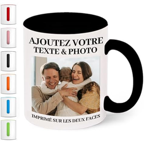 Uniquilling Mug Personnalisé Avec Photo et Texte Les 2 Côtés Tasse Personnalisée-Cadeau personnalisé pour Professeur Papa Maman Meilleur Ami Anniversaire-Plusieurs Polices et Couleurs-11Oz mumkb001