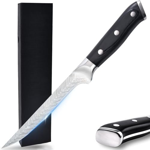 TELANKS Filetiermesser 15cm, Profi Filetiermesser von Fisch und Fleisch, Fischmesser mit Geschenkbox und Klingenschutz