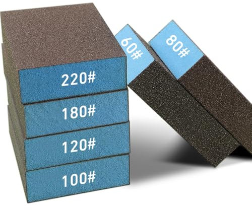 LESNIC 6 Pack Sanding Sponge, Wet & Dry Sanding Block 60#/80#/100#/120#/180#/220# Assortment Sanding Blocks from Coarse to Fine