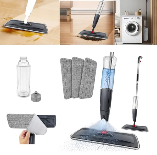 Flash Speed Mop - Spazzola a spruzzo in microfibra, con 3 cuscinetti intercambiabili, Wet&Dry Floor Cleaning Mop con testa girevole a 360° e serbatoio da 700 ml per pavimenti laminati/pulizia della