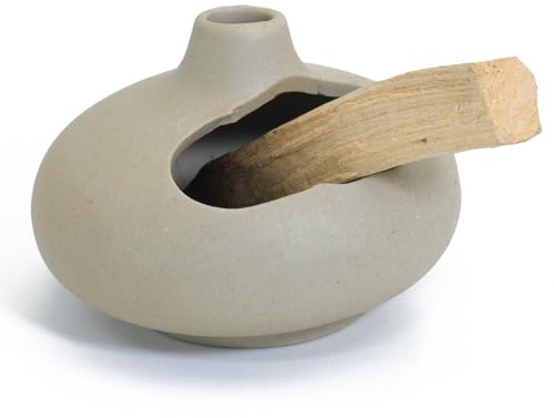 BEYLAB Palo Santo Holder mini ceramics, Incense Stick Holder for Palo Santo Cones and Wax Melts, Sticks Burner Wood, Bowl Stand with Ash Catcher, Meditation Yoga Modern Minimalist - Clay