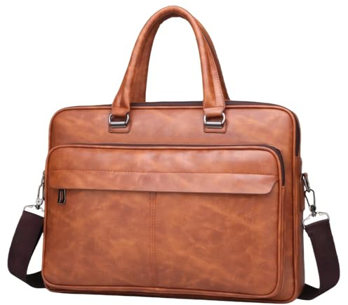 Sac à Main Business Porte-Documents Homme Simili Cuir - Sacoche Ordinateur Portable - Mallette Serviette Affaires Professionnel Bandoulière Porté Epaule