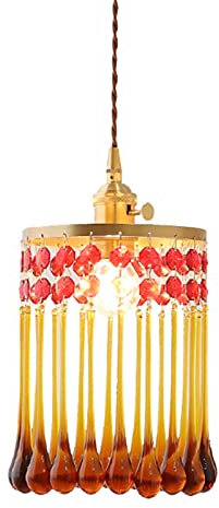 Lámpara de Vidrio Francesa Retro, lámpara de Colgante de Vidrio de Lujo de lámpara de Borde, Sala de Estar Elegante Sala de Estar Comedor e27 Accesorio de iluminación de la Vida Interesante