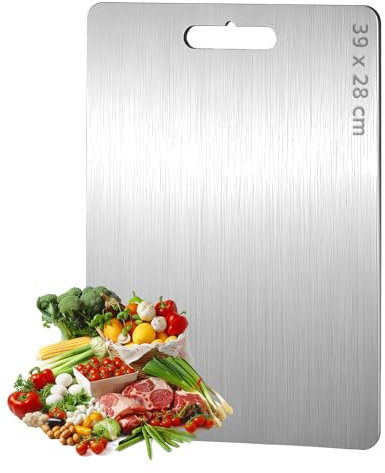 Titanium Cutting Board, Multifunctional Titanium Chopping Board, 304 Stainless Steel Chopping Board Food Grade, Double Sided Kitchen Chopping Boards (39 * 28cm)