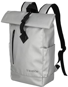 Travelite Rolltop Rucksack wasserfest, Fahrradrucksack, Freizeitrucksack mit Rolltop Verschluss & Reflektoren, BASICS, 48 cm, 19 Liter