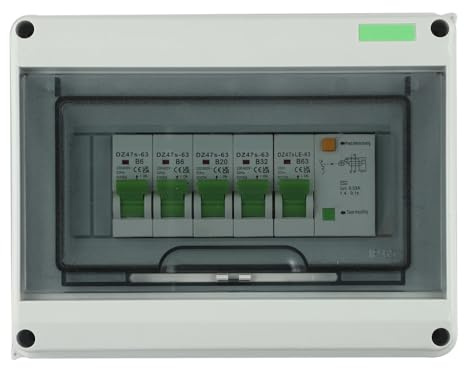 AYKNINGD Cuadro Electrico, Cuadro Electrico Superficie Caja de distribución Impermeable de 4 vías, disyuntores de protección contra Fugas, 63A, AC220V, 1 ud.