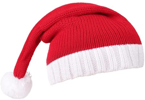Stickad julhatt | Jultomte stickad röd hatt med pom-pom semestermössa – för högtid festival fest sammankomst familj vinterfirande inomhus utomhus